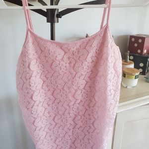 Y2K Ann Taylor LOFT Cami Tank. Floral Pink Lace. Small
